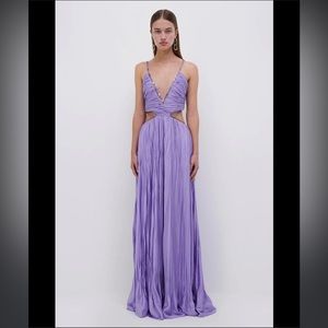Marli Mushroom Pleated Maxi Silk Dress
